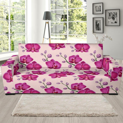 Orchid Purple Pattern Print Design OR04 Sofa Slipcover-JORJUNE.COM