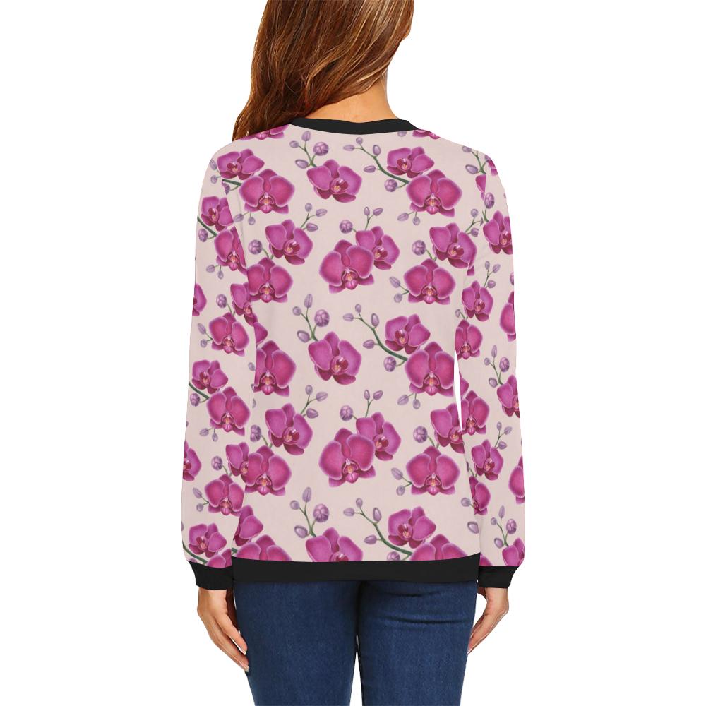Orchid Purple Pattern Print Design OR04 Women Long Sleeve Sweatshirt-JorJune