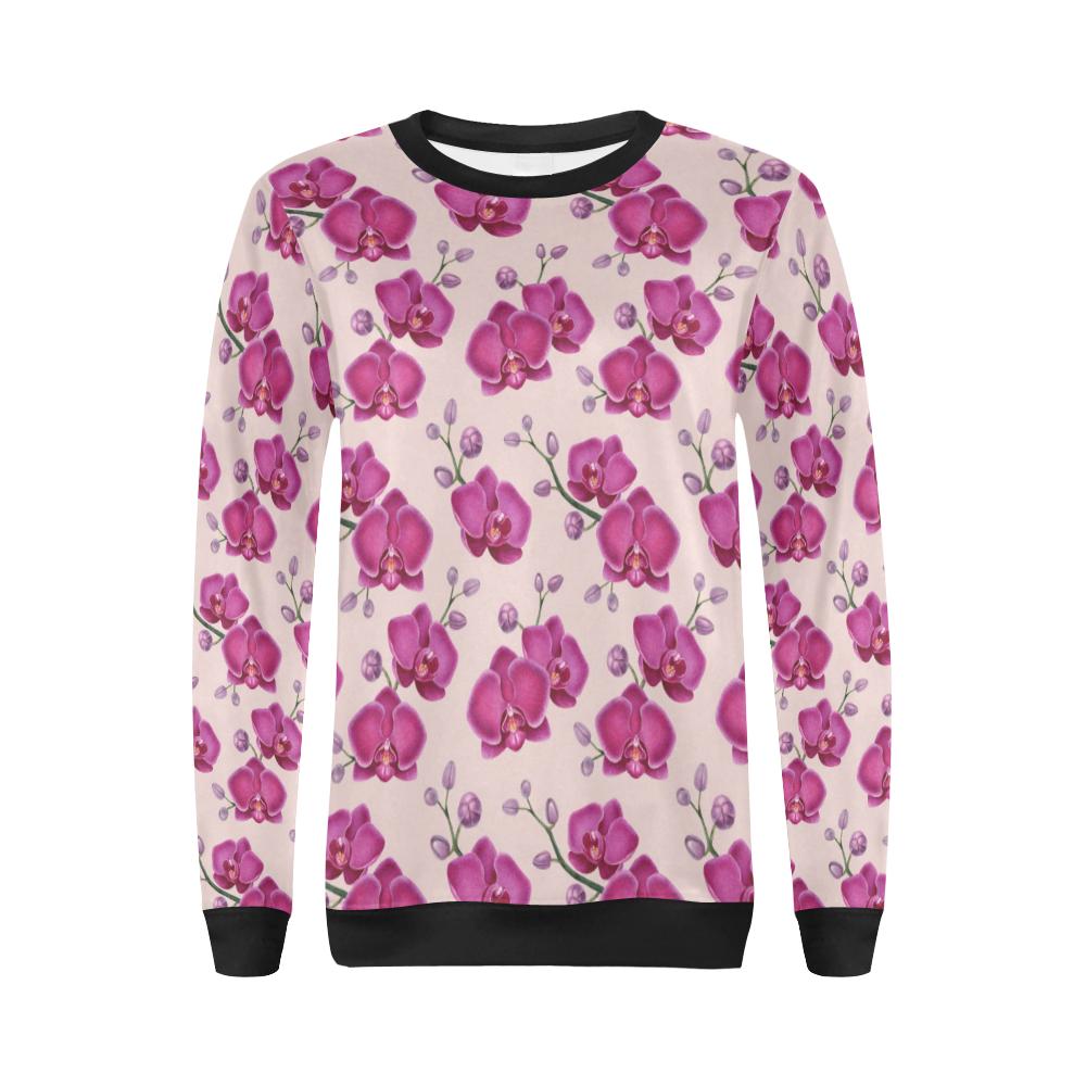 Orchid Purple Pattern Print Design OR04 Women Long Sleeve Sweatshirt-JorJune