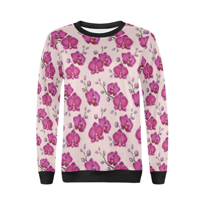 Orchid Purple Pattern Print Design OR04 Women Long Sleeve Sweatshirt-JorJune