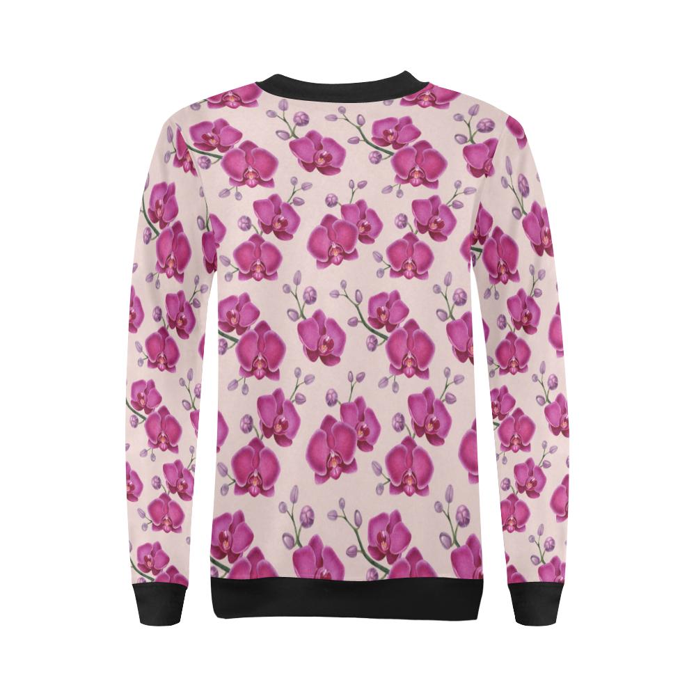 Orchid Purple Pattern Print Design OR04 Women Long Sleeve Sweatshirt-JorJune