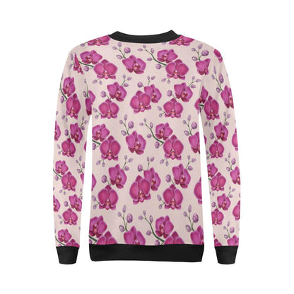 Orchid Purple Pattern Print Design OR04 Women Long Sleeve Sweatshirt-JorJune