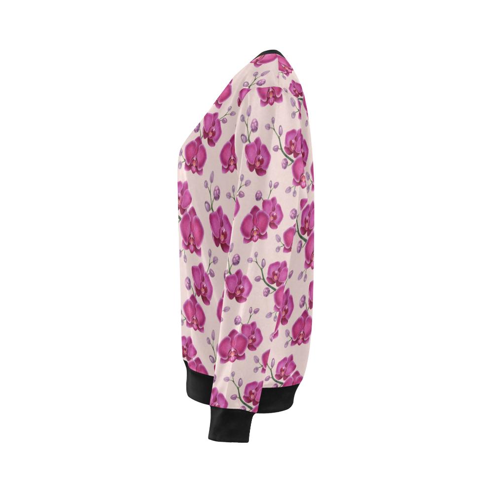 Orchid Purple Pattern Print Design OR04 Women Long Sleeve Sweatshirt-JorJune