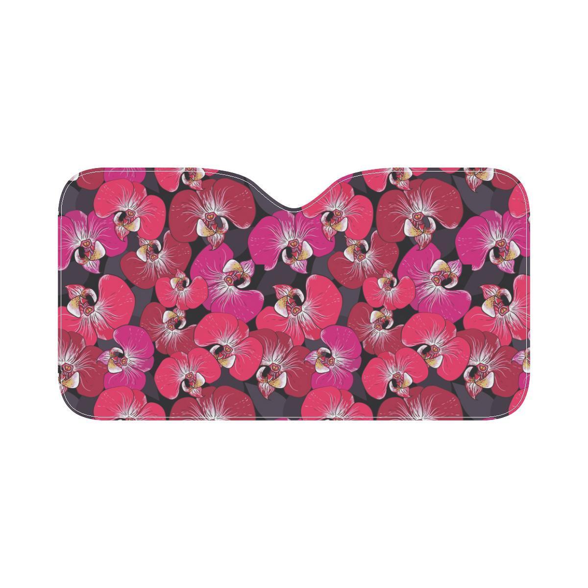 Orchid Red Pattern Print Design OR05 Car Sun Shade-JorJune