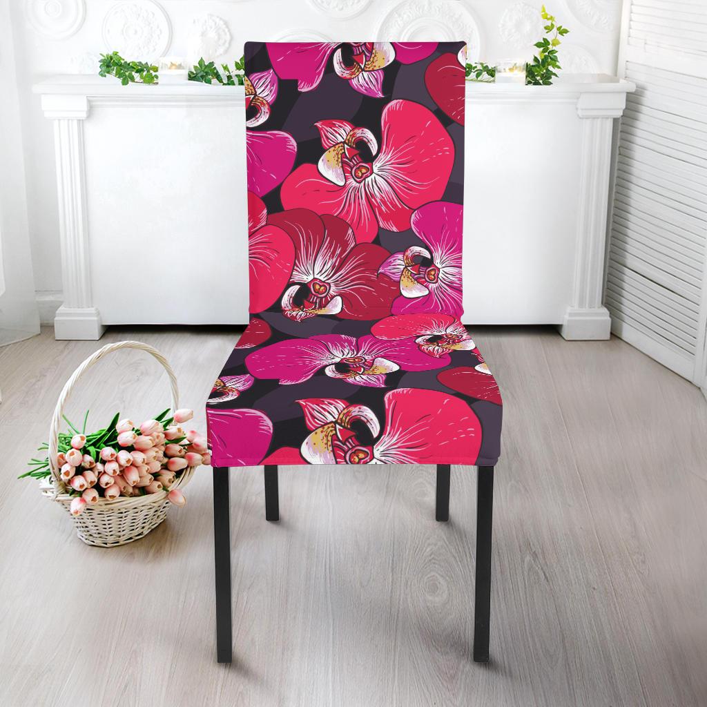 Orchid Red Pattern Print Design OR05 Dining Chair Slipcover-JORJUNE.COM