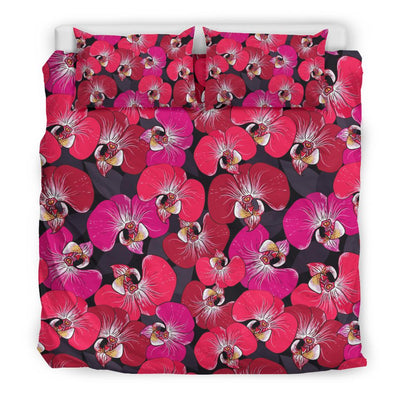 Orchid Red Pattern Print Design OR05 Duvet Cover Bedding Set-JORJUNE.COM