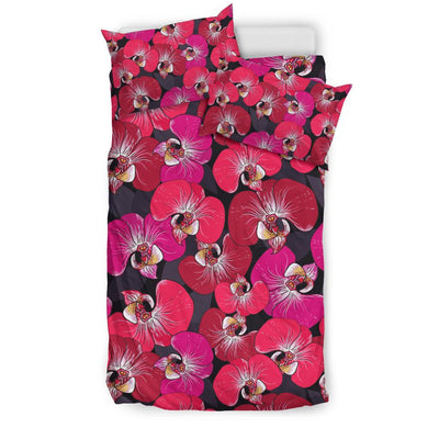 Orchid Red Pattern Print Design OR05 Duvet Cover Bedding Set-JORJUNE.COM
