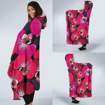 Orchid Red Pattern Print Design OR05 Hooded Blanket-JORJUNE.COM