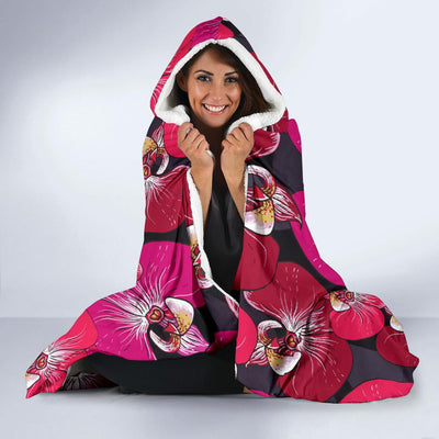 Orchid Red Pattern Print Design OR05 Hooded Blanket-JORJUNE.COM