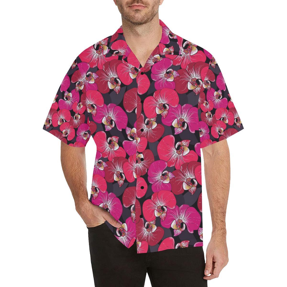 Orchid Red Pattern Print Design OR05 Men Hawaiian Shirt-JorJune