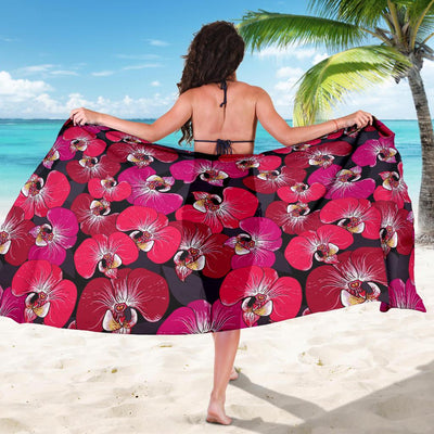 Orchid Red Pattern Print Design OR05 Sarong Pareo Wrap-JORJUNE.COM