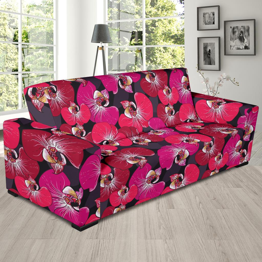 Orchid Red Pattern Print Design OR05 Sofa Slipcover-JORJUNE.COM