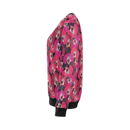 Orchid Red Pattern Print Design OR05 Women Long Sleeve Sweatshirt-JorJune