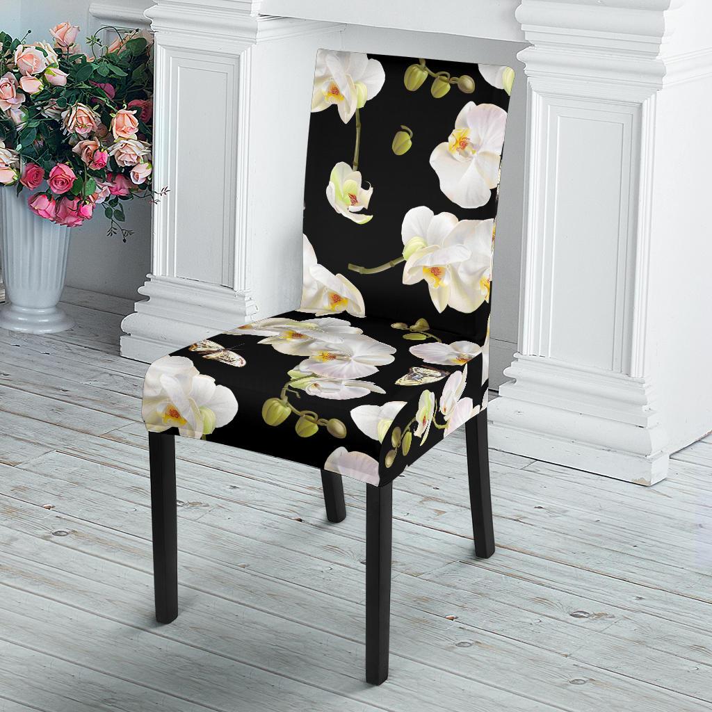 Orchid White Pattern Print Design OR011 Dining Chair Slipcover-JORJUNE.COM