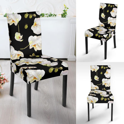 Orchid White Pattern Print Design OR011 Dining Chair Slipcover-JORJUNE.COM