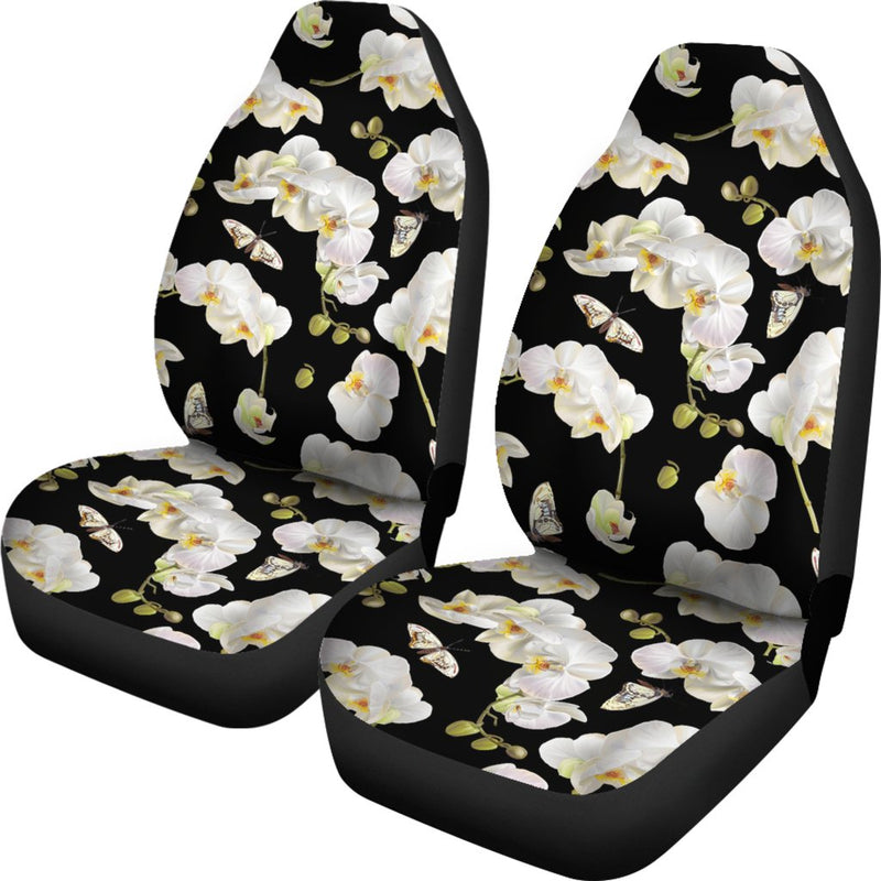 Orchid White Pattern Print Design OR011 Universal Fit Car Seat Covers-JorJune