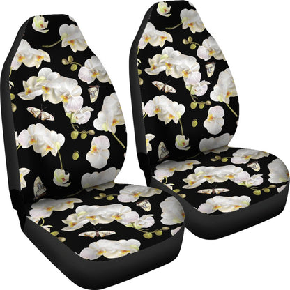 Orchid White Pattern Print Design OR011 Universal Fit Car Seat Covers-JorJune