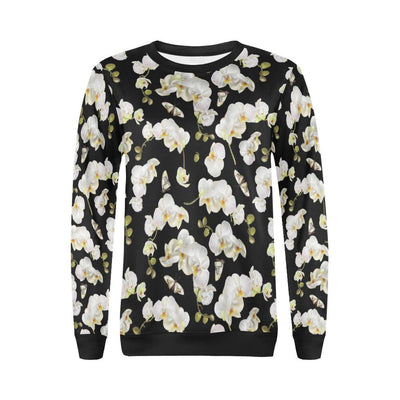 Orchid White Pattern Print Design OR011 Women Long Sleeve Sweatshirt-JorJune