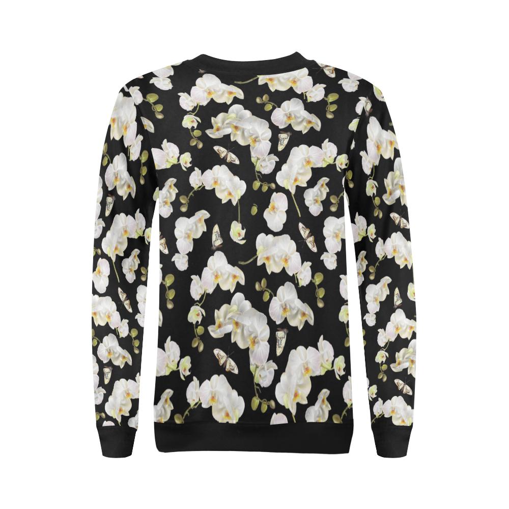Orchid White Pattern Print Design OR011 Women Long Sleeve Sweatshirt-JorJune