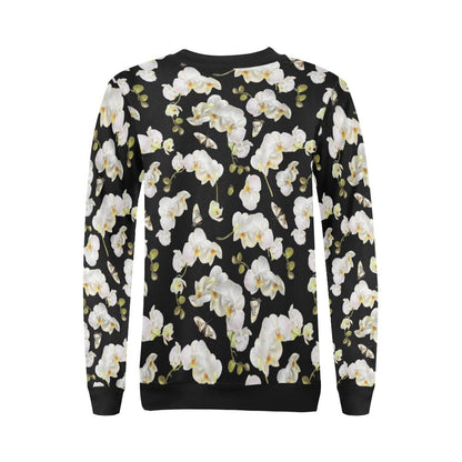 Orchid White Pattern Print Design OR011 Women Long Sleeve Sweatshirt-JorJune