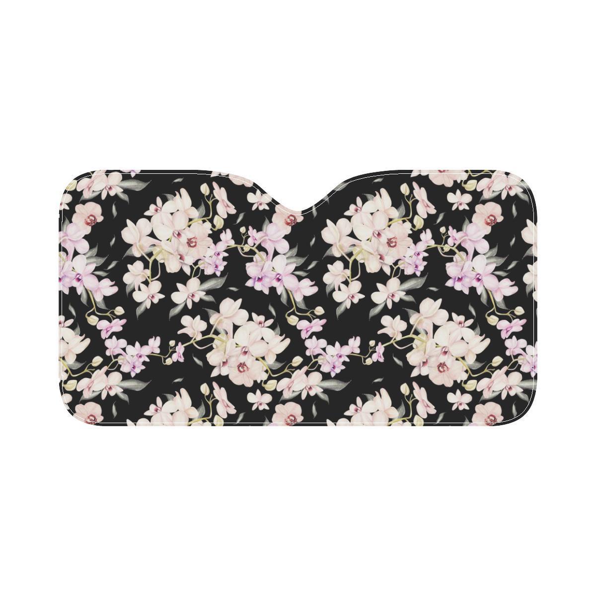 Orchid White Pattern Print Design OR03 Car Sun Shade-JorJune