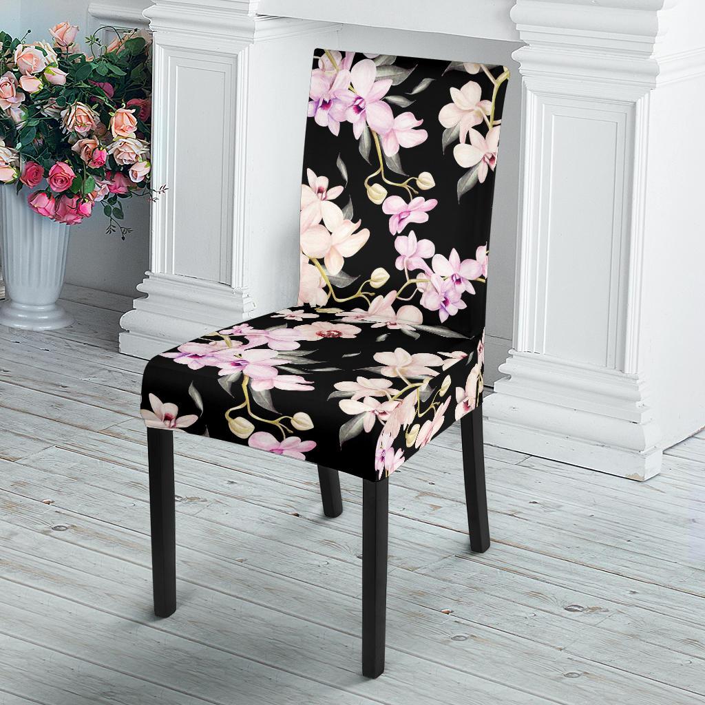Orchid White Pattern Print Design OR03 Dining Chair Slipcover-JORJUNE.COM
