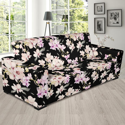 Orchid White Pattern Print Design OR03 Sofa Slipcover-JORJUNE.COM
