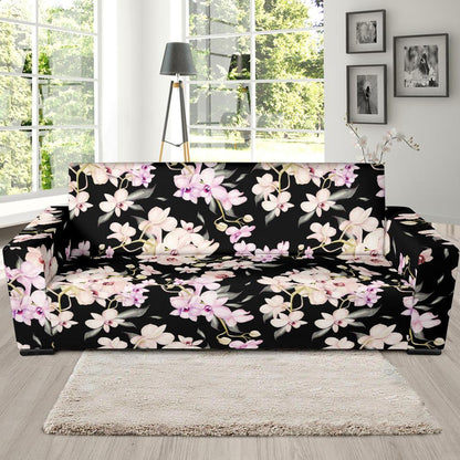 Orchid White Pattern Print Design OR03 Sofa Slipcover-JORJUNE.COM