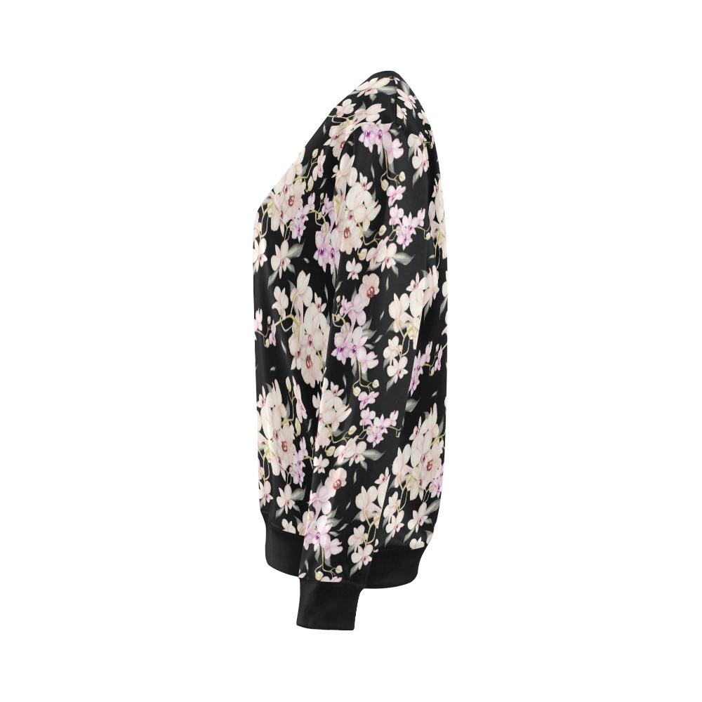Orchid White Pattern Print Design OR03 Women Long Sleeve Sweatshirt-JorJune