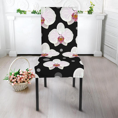 Orchid White Pattern Print Design OR09 Dining Chair Slipcover-JORJUNE.COM