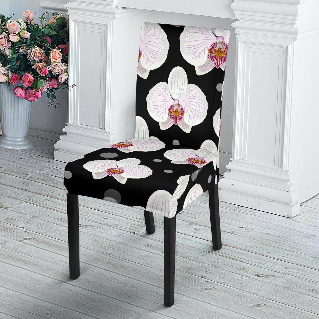 Orchid White Pattern Print Design OR09 Dining Chair Slipcover-JORJUNE.COM