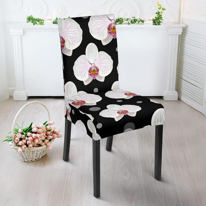 Orchid White Pattern Print Design OR09 Dining Chair Slipcover-JORJUNE.COM