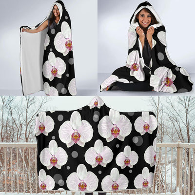 Orchid White Pattern Print Design OR09 Hooded Blanket-JORJUNE.COM