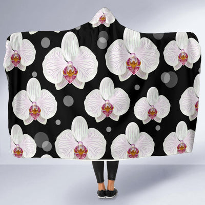 Orchid White Pattern Print Design OR09 Hooded Blanket-JORJUNE.COM