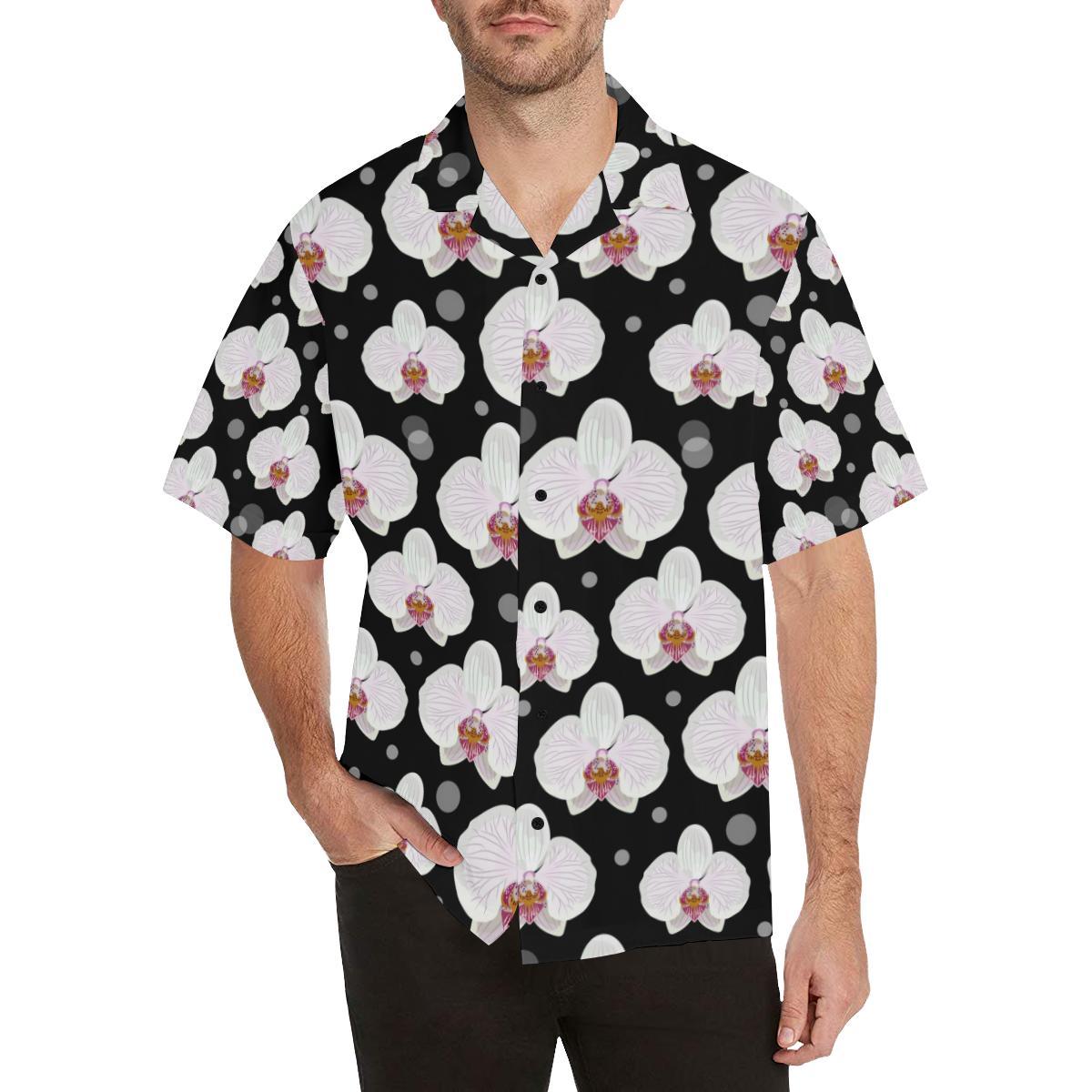 Orchid White Pattern Print Design OR09 Men Hawaiian Shirt-JorJune