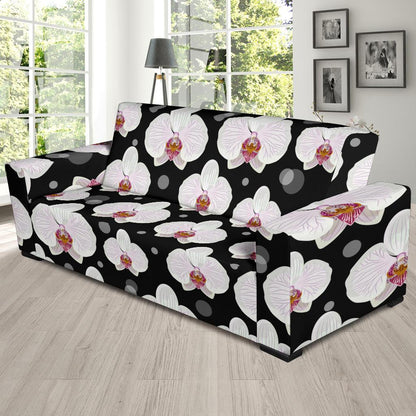 Orchid White Pattern Print Design OR09 Sofa Slipcover-JORJUNE.COM