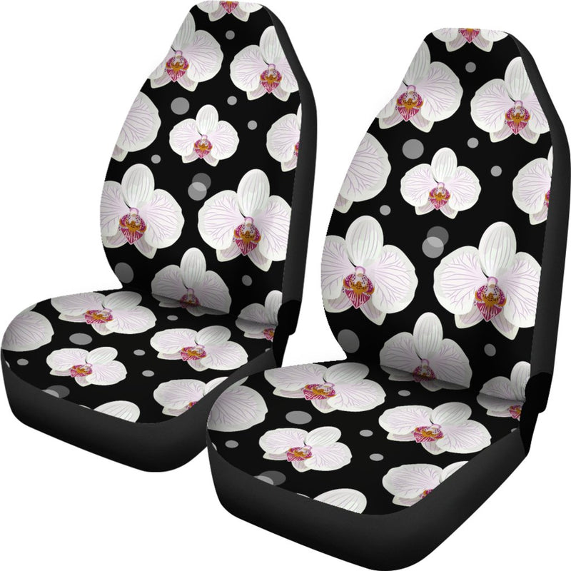 Orchid White Pattern Print Design OR09 Universal Fit Car Seat Covers-JorJune