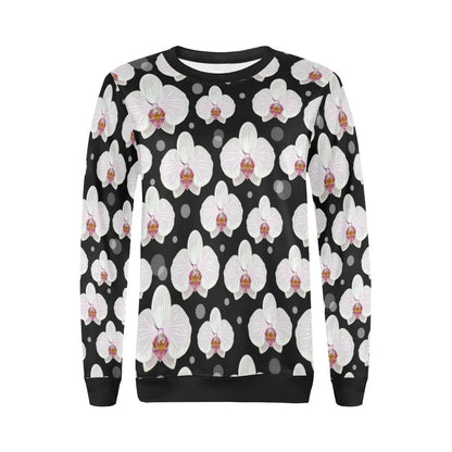 Orchid White Pattern Print Design OR09 Women Long Sleeve Sweatshirt-JorJune