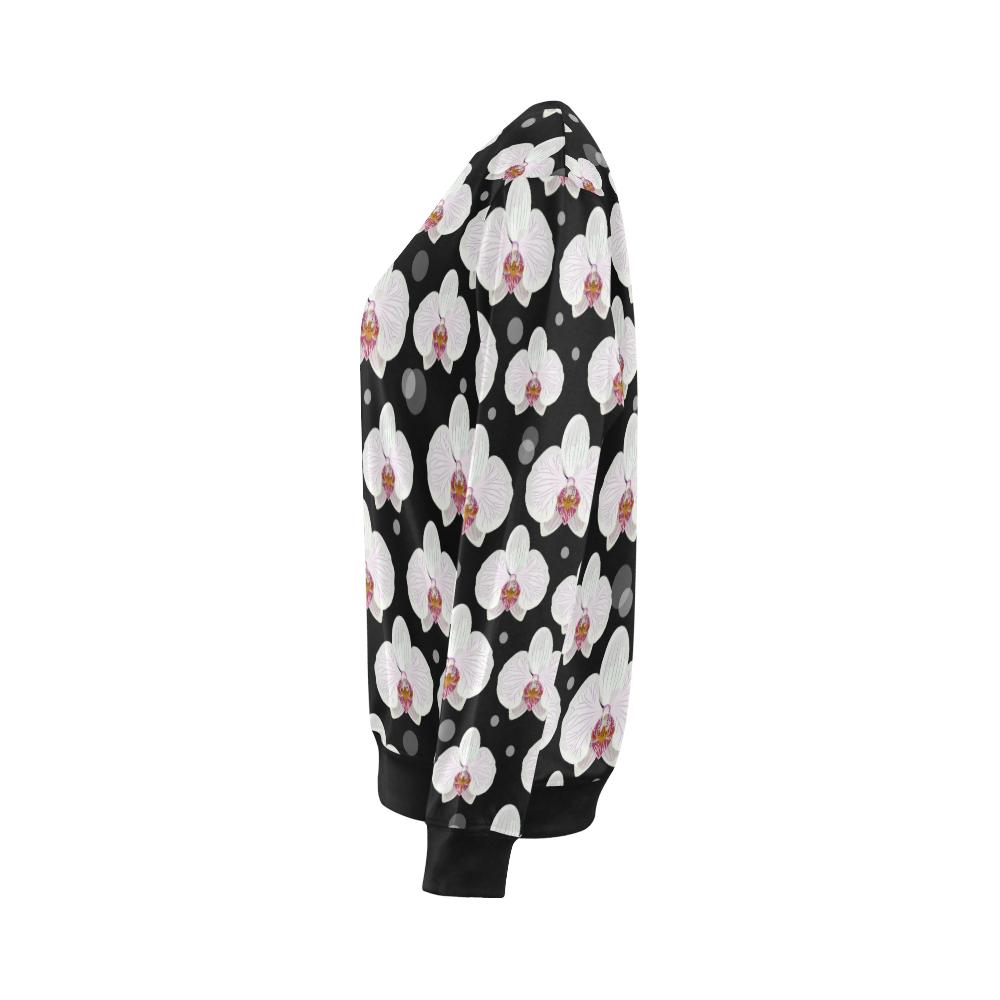 Orchid White Pattern Print Design OR09 Women Long Sleeve Sweatshirt-JorJune