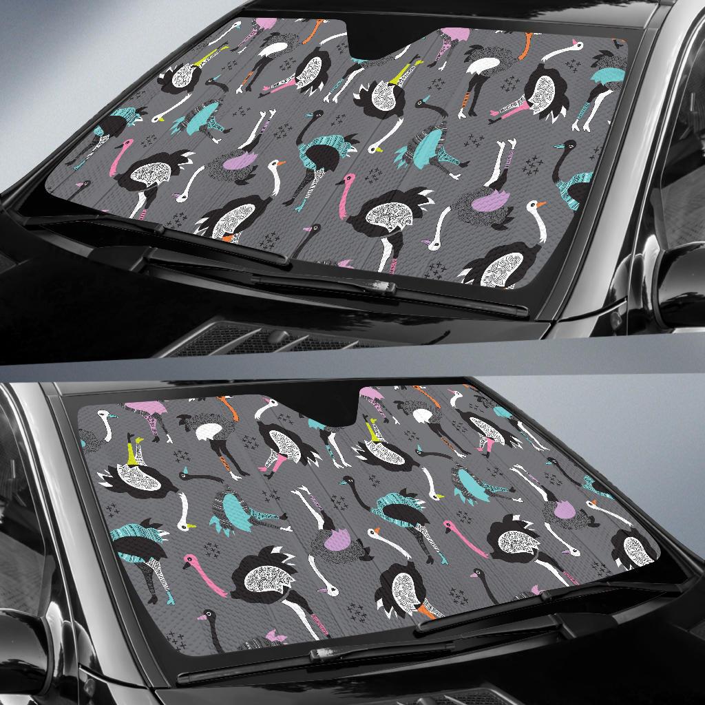 Ostrich Pattern Print Design 01 Car Sun Shades-JORJUNE.COM