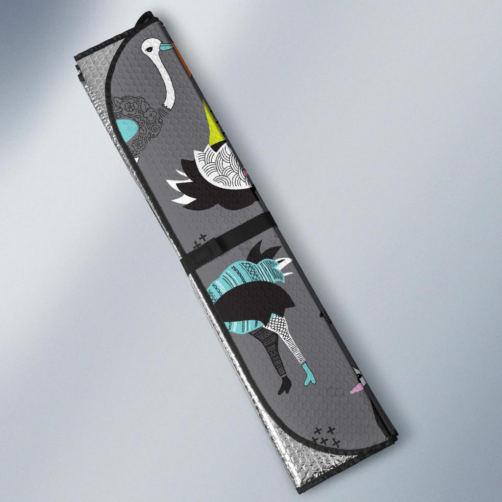 Ostrich Pattern Print Design 01 Car Sun Shades-JORJUNE.COM
