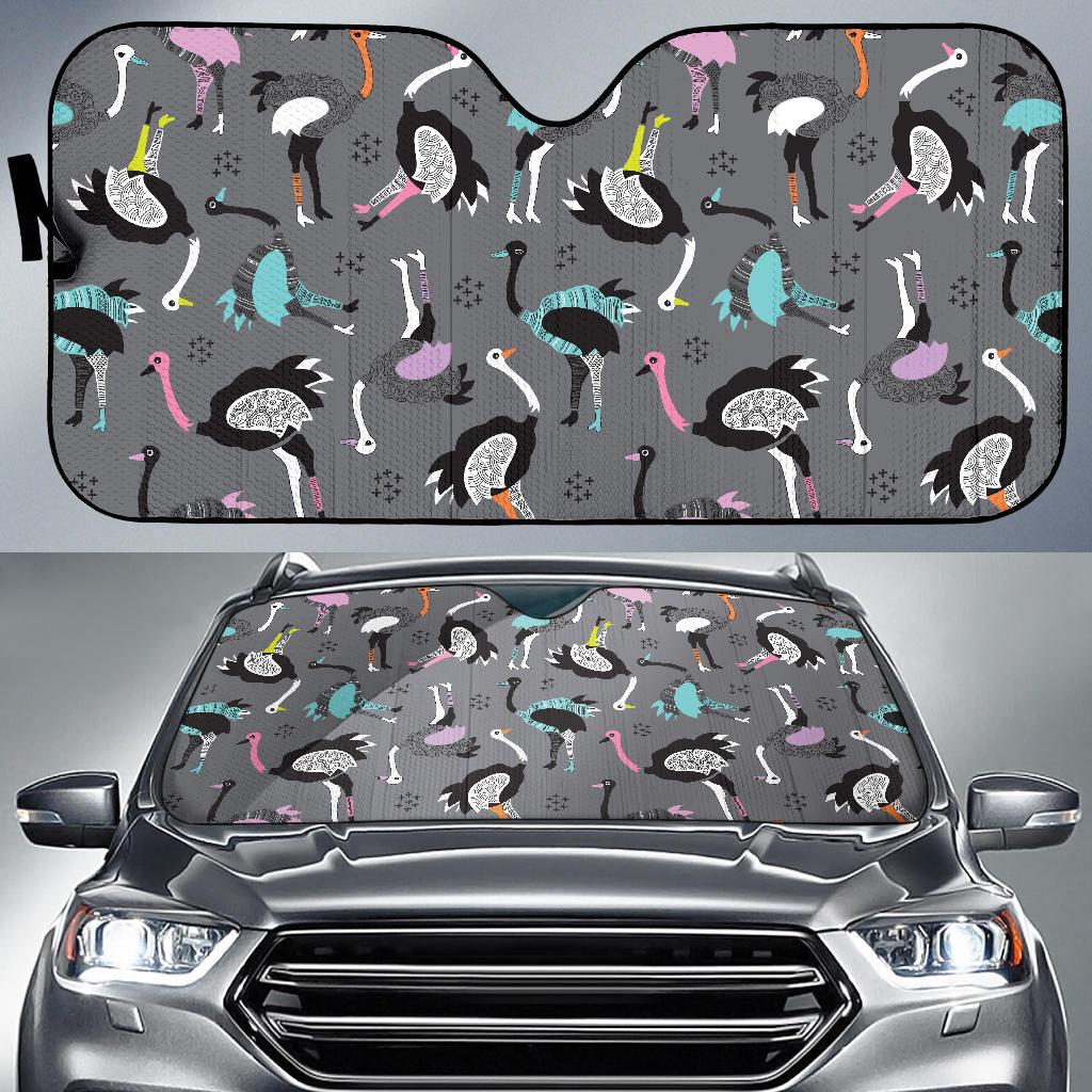 Ostrich Pattern Print Design 01 Car Sun Shades-JORJUNE.COM