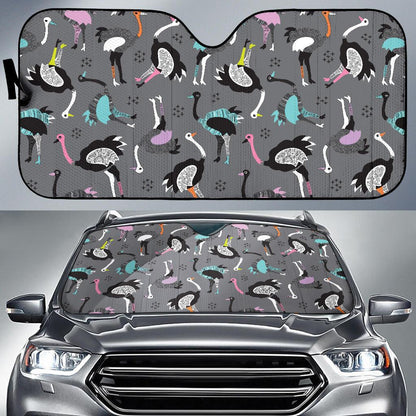 Ostrich Pattern Print Design 01 Car Sun Shades-JORJUNE.COM