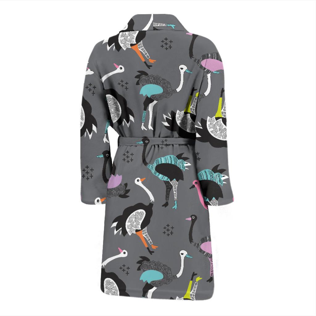 Ostrich Pattern Print Design 01 Men Bathrobe-JORJUNE.COM