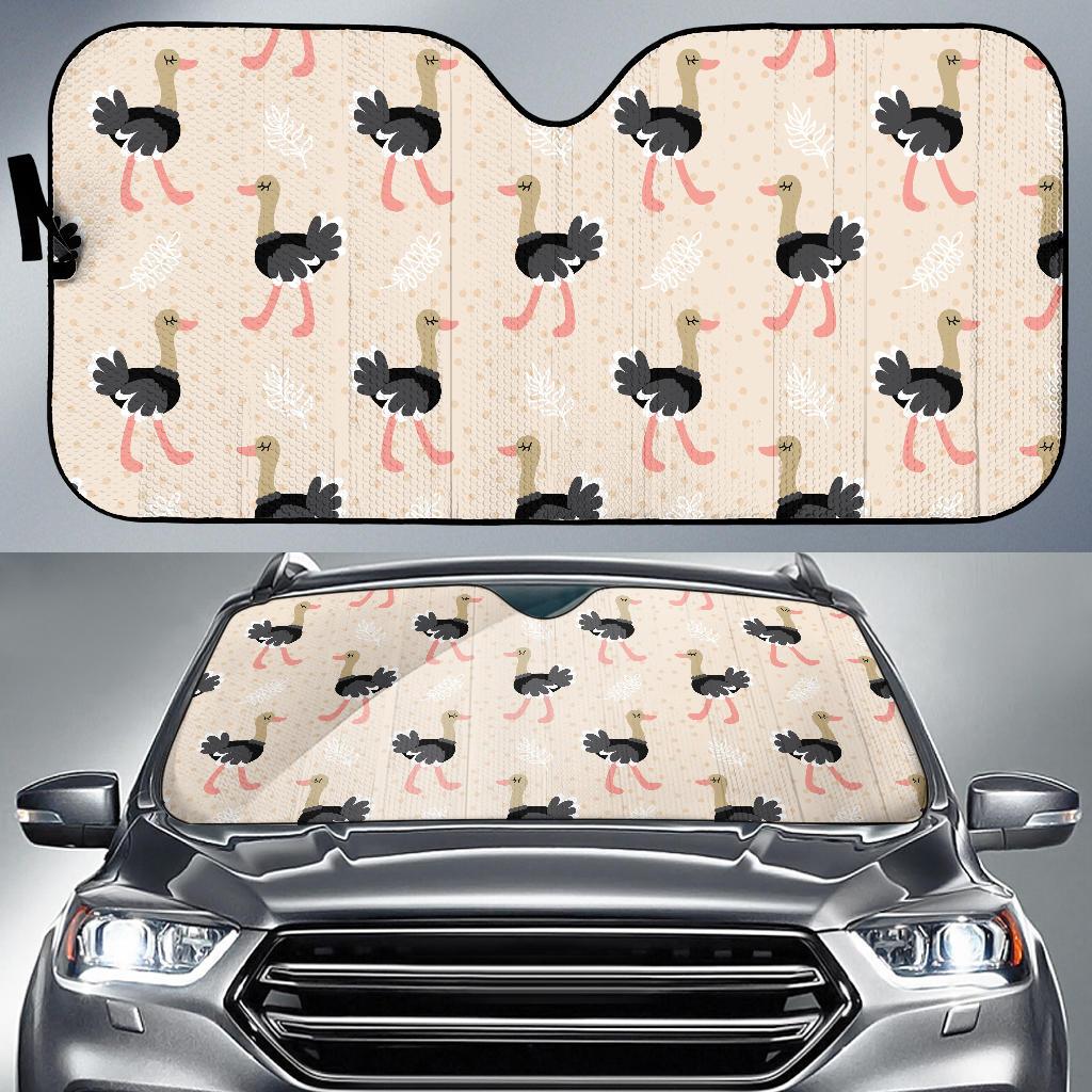 Ostrich Pattern Print Design 02 Car Sun Shades-JORJUNE.COM
