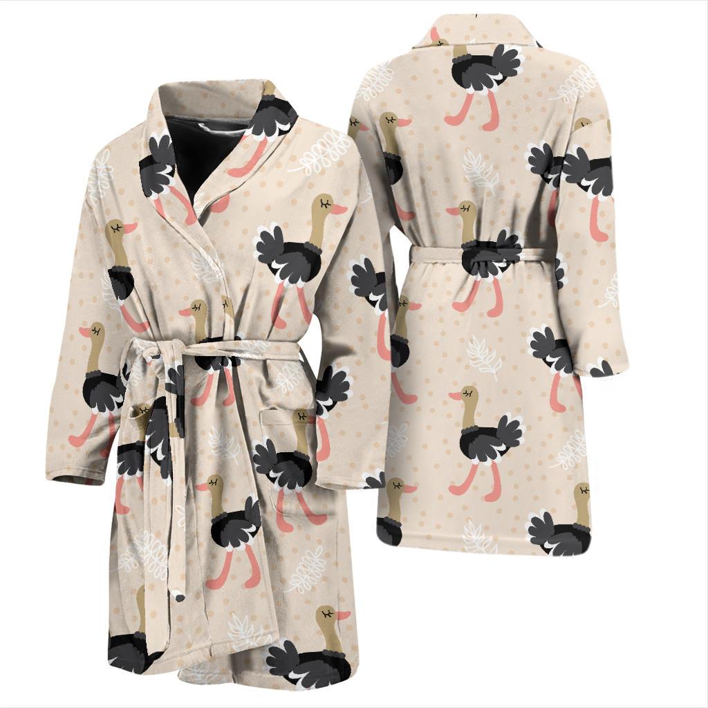 Ostrich Pattern Print Design 02 Men Bathrobe-JORJUNE.COM