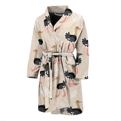 Ostrich Pattern Print Design 02 Men Bathrobe-JORJUNE.COM