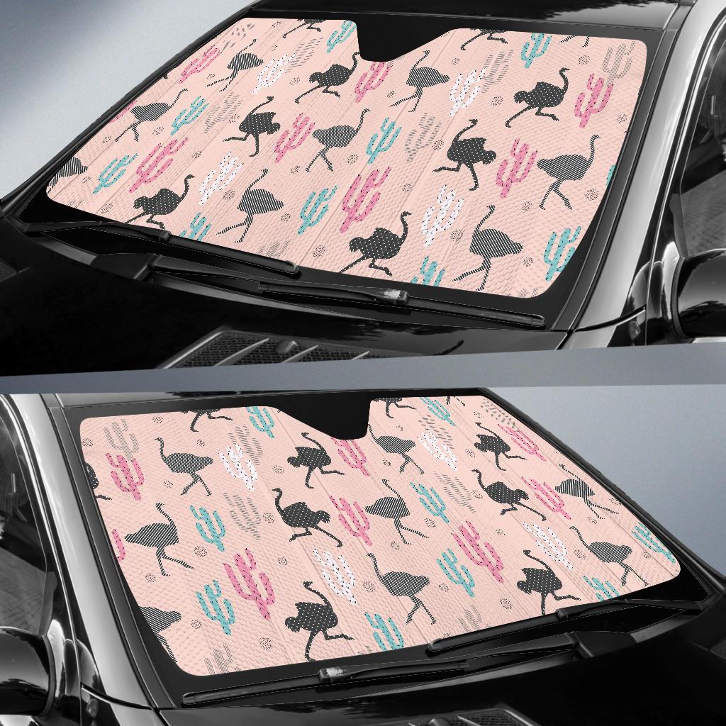 Ostrich Pattern Print Design 03 Car Sun Shades-JORJUNE.COM