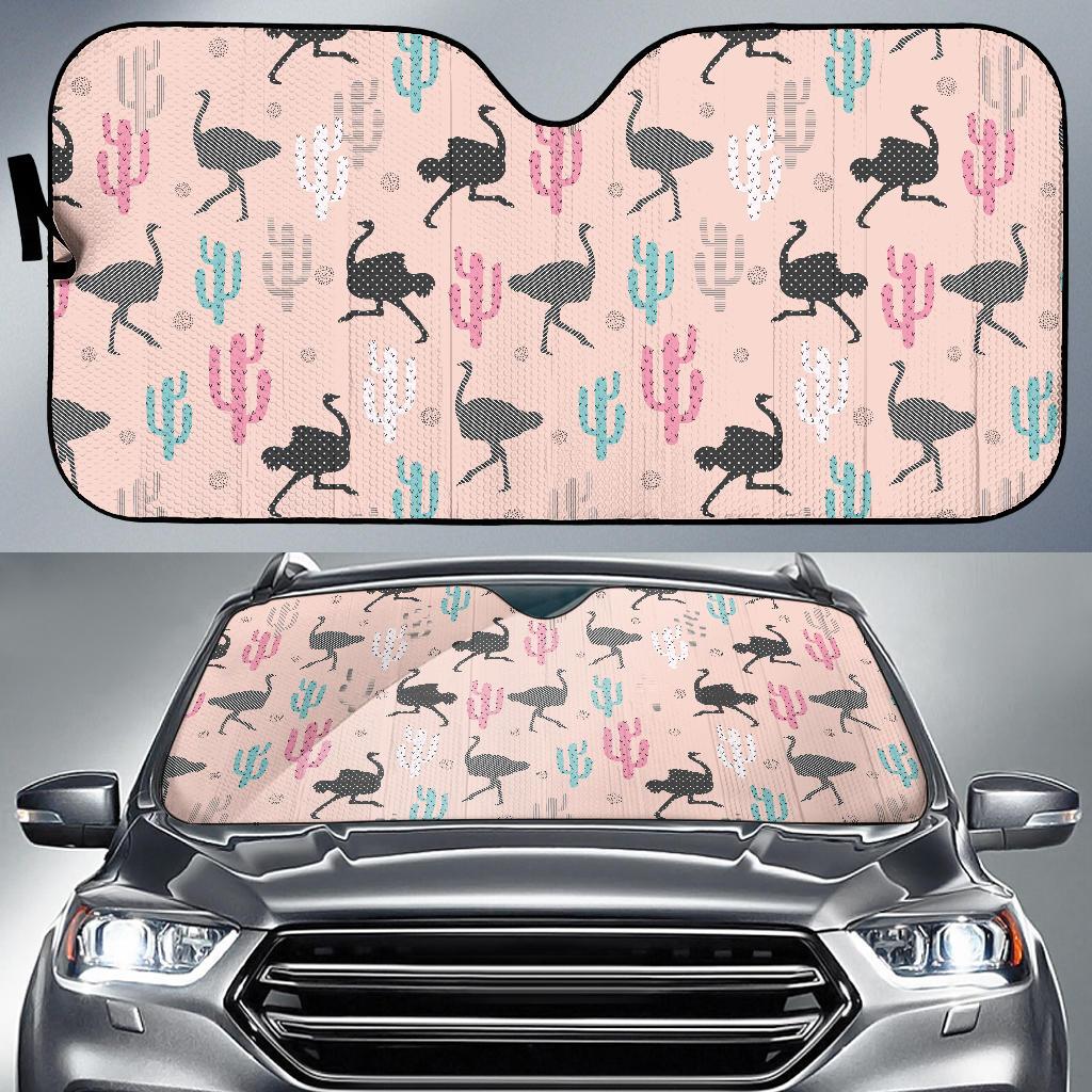 Ostrich Pattern Print Design 03 Car Sun Shades-JORJUNE.COM