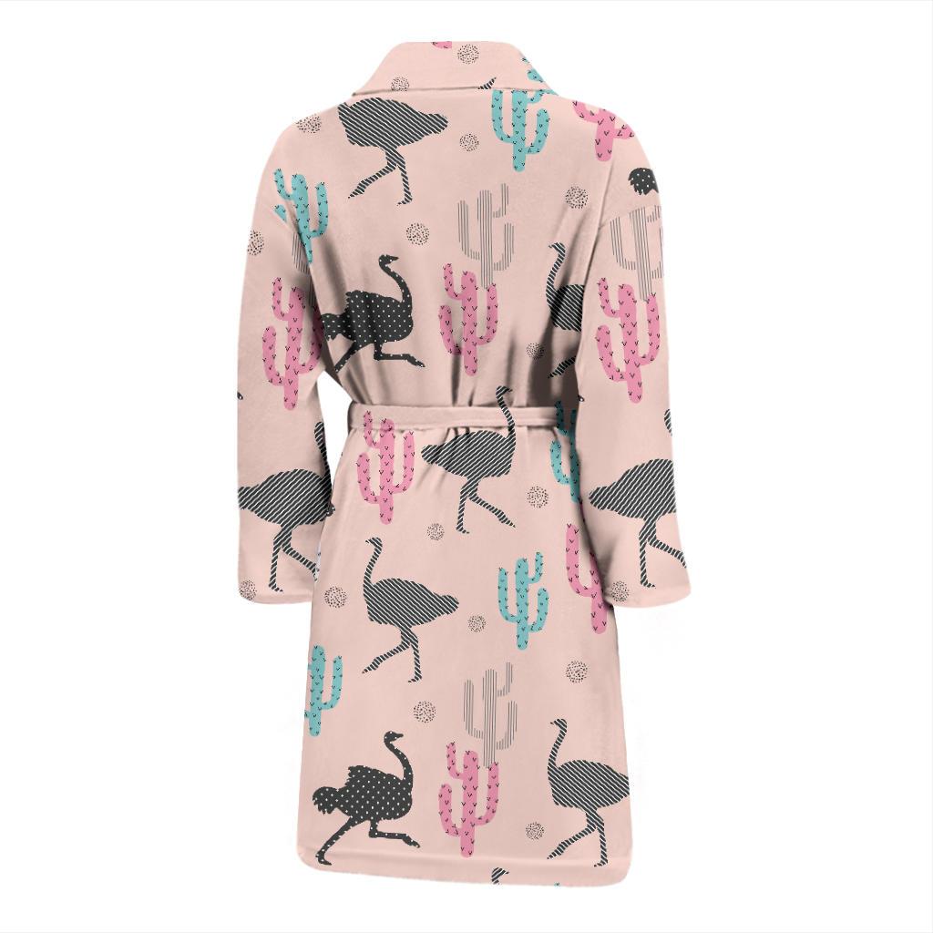 Ostrich Pattern Print Design 03 Men Bathrobe-JORJUNE.COM